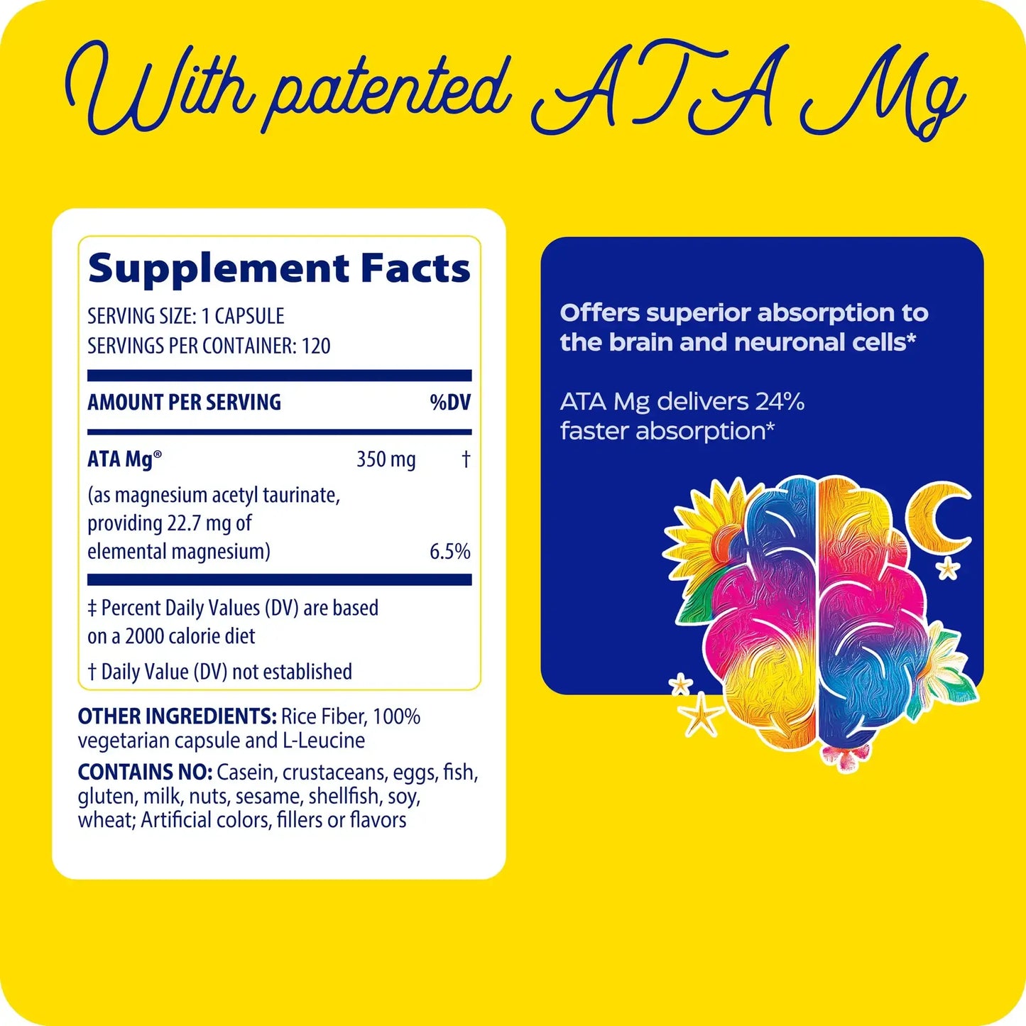 This image shows the supplement facts of ATA Mg.