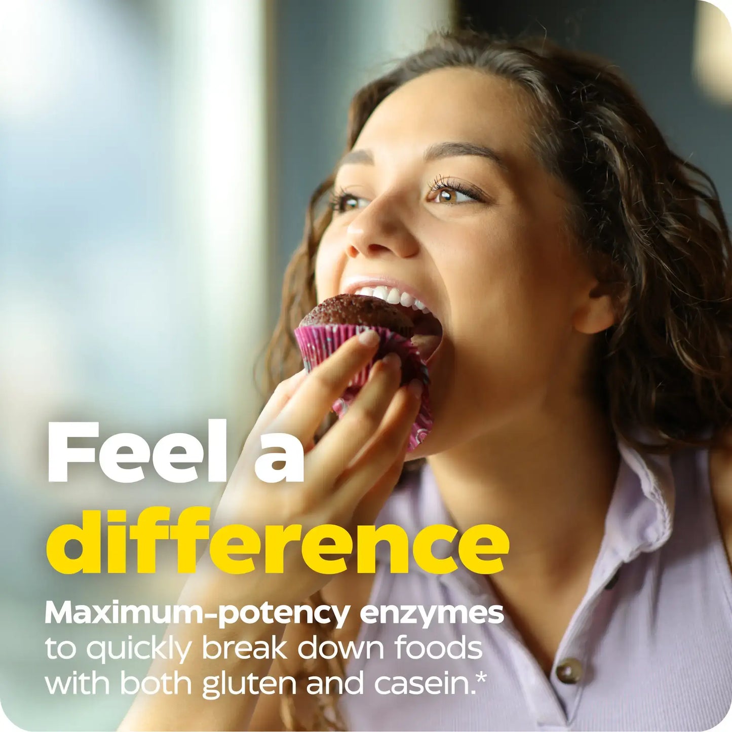 This image shows how you can feel a difference with Gluten Ease Extra Strength.