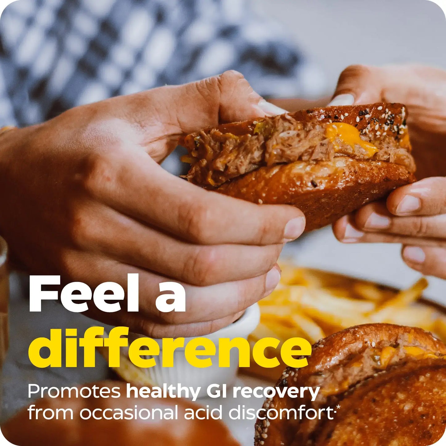 This image shows how you can feel a difference with Acid Soothe Chewable.