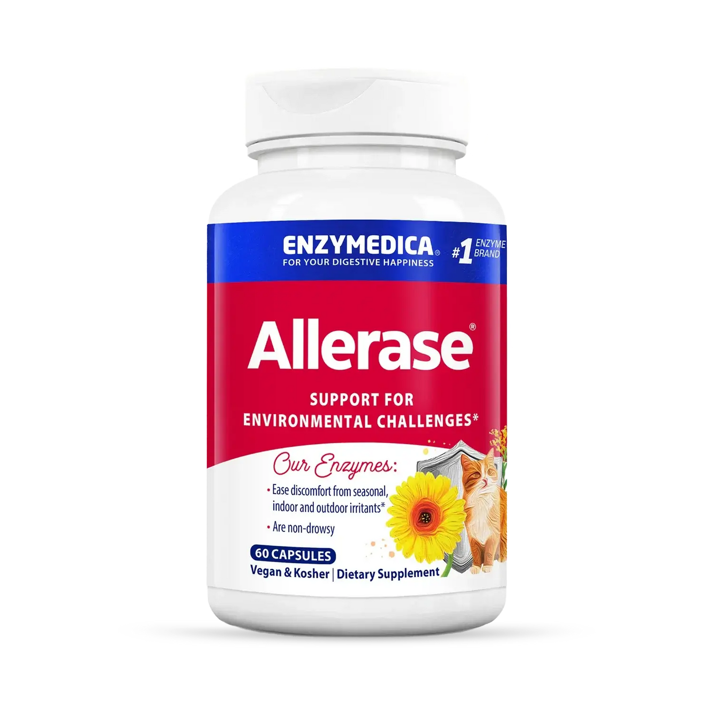 This image shows the 60-count bottle of Allerase.