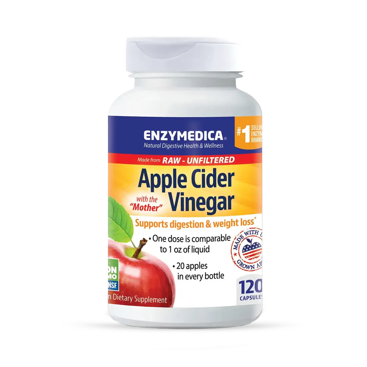 This image shows the 120-count bottle of Apple Cider Vinegar.