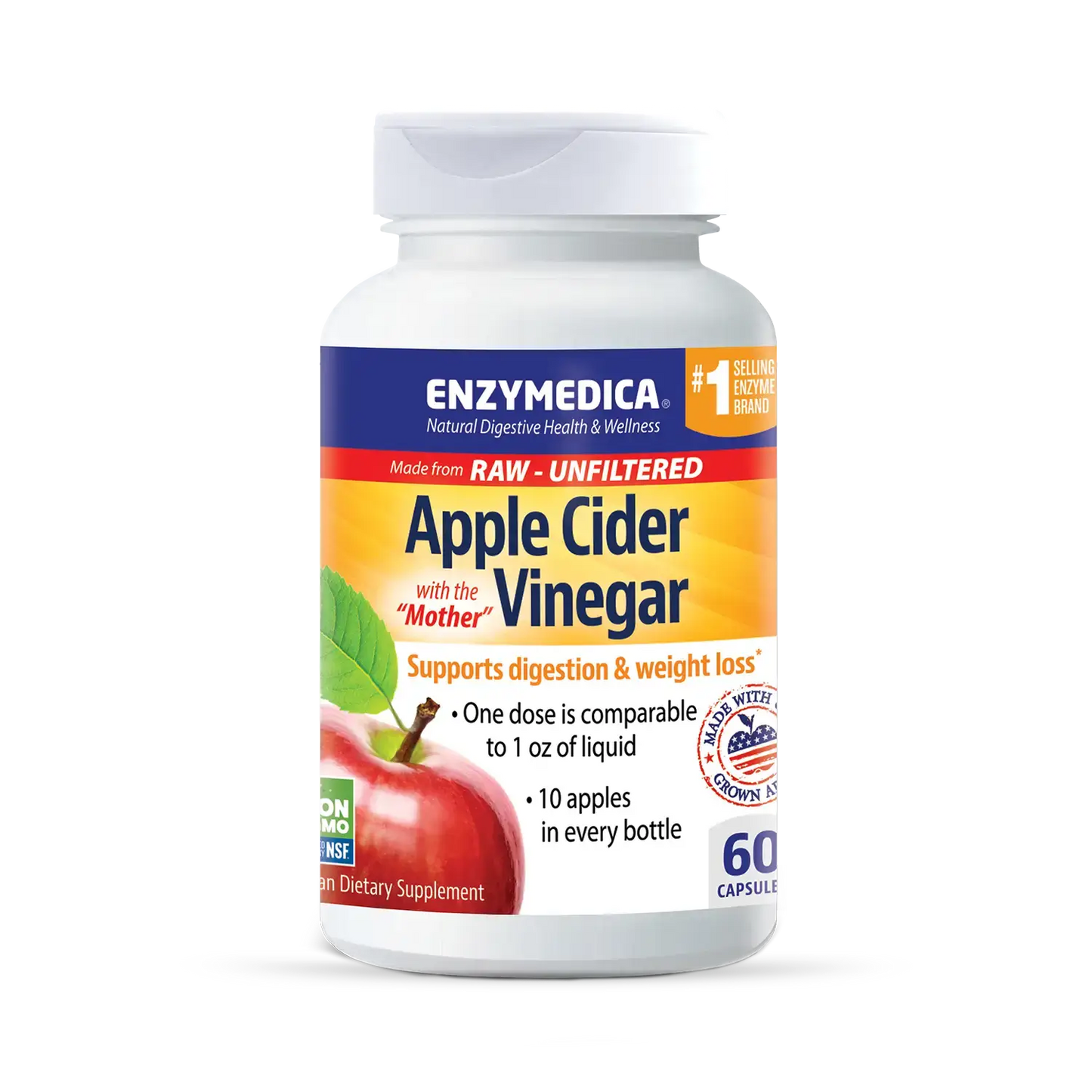 This image shows the 60-count bottle of Apple Cider Vinegar.