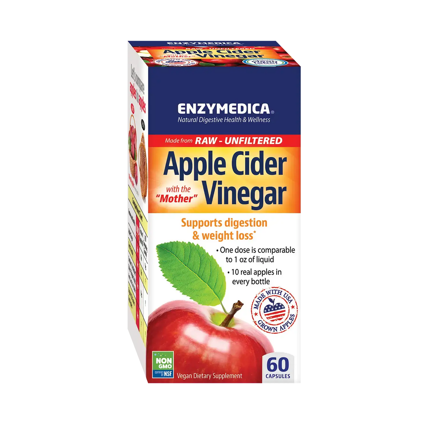 This image shows the 60-count carton of Apple Cider Vinegar.