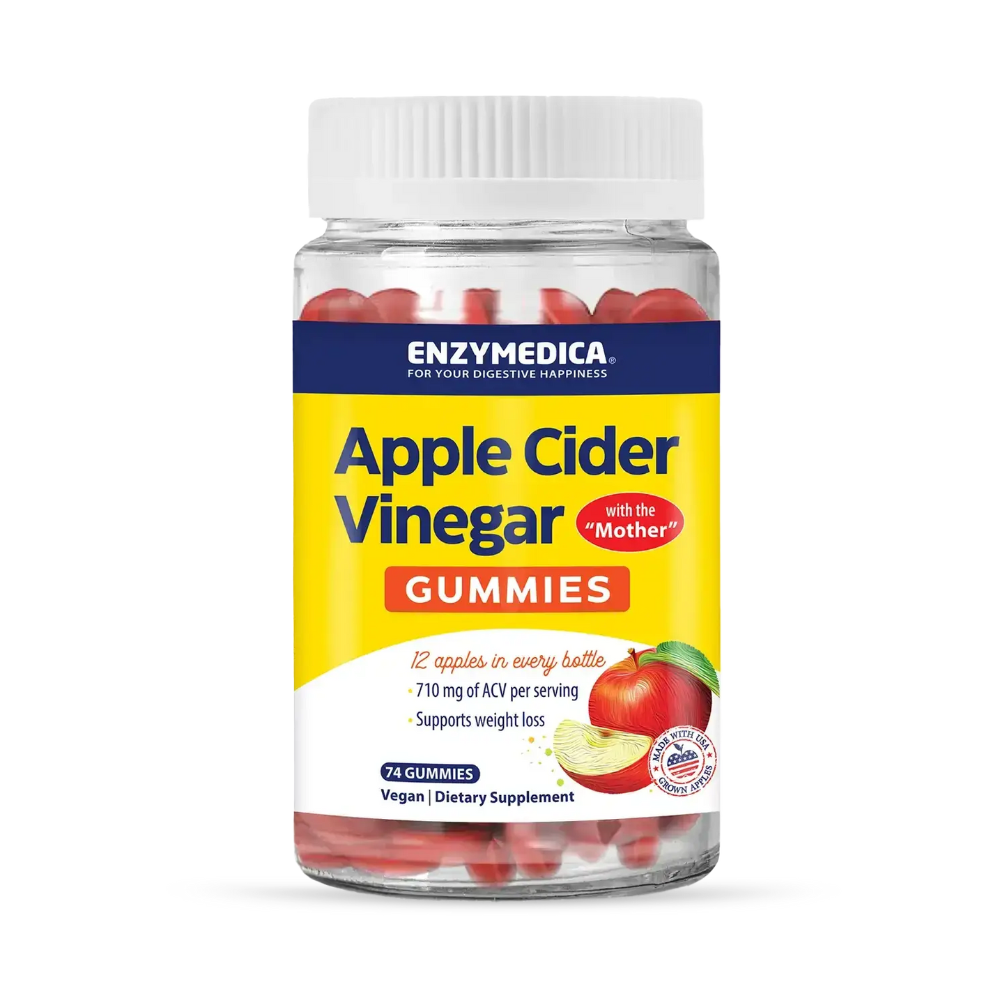 This image shows the 74-count bottle of Apple Cider Vinegar Gummies.