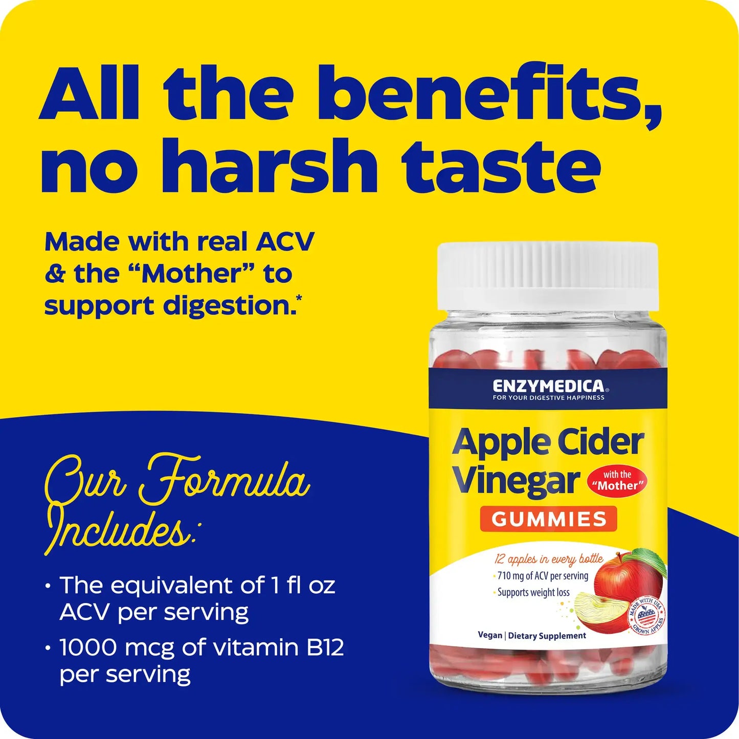 This image shows the benefits of Apple Cider Vinegar Gummies.