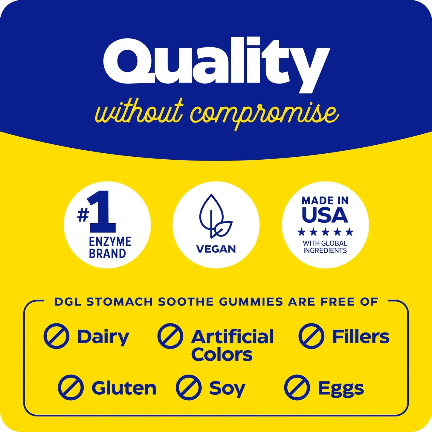 This image shows the quality without compromise for DGL Gummies.