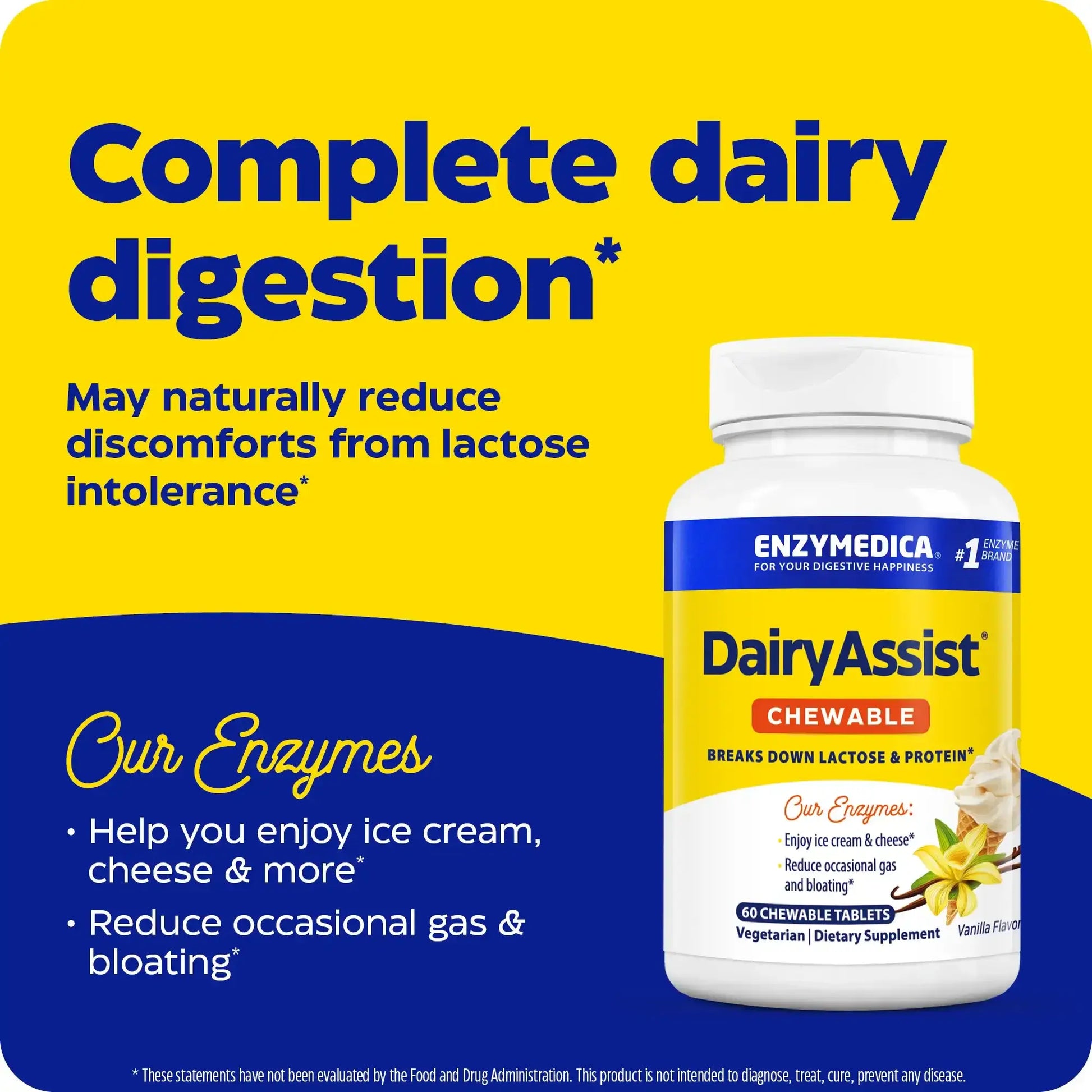 This image shows an infographic of Dairy Assist Chewable.