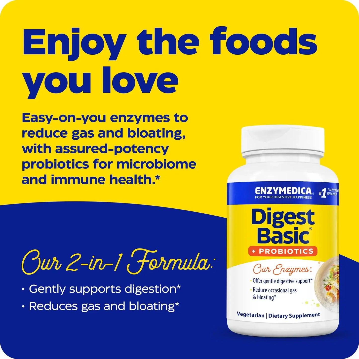 This image shows an infographic for Digest Basic Probiotics.