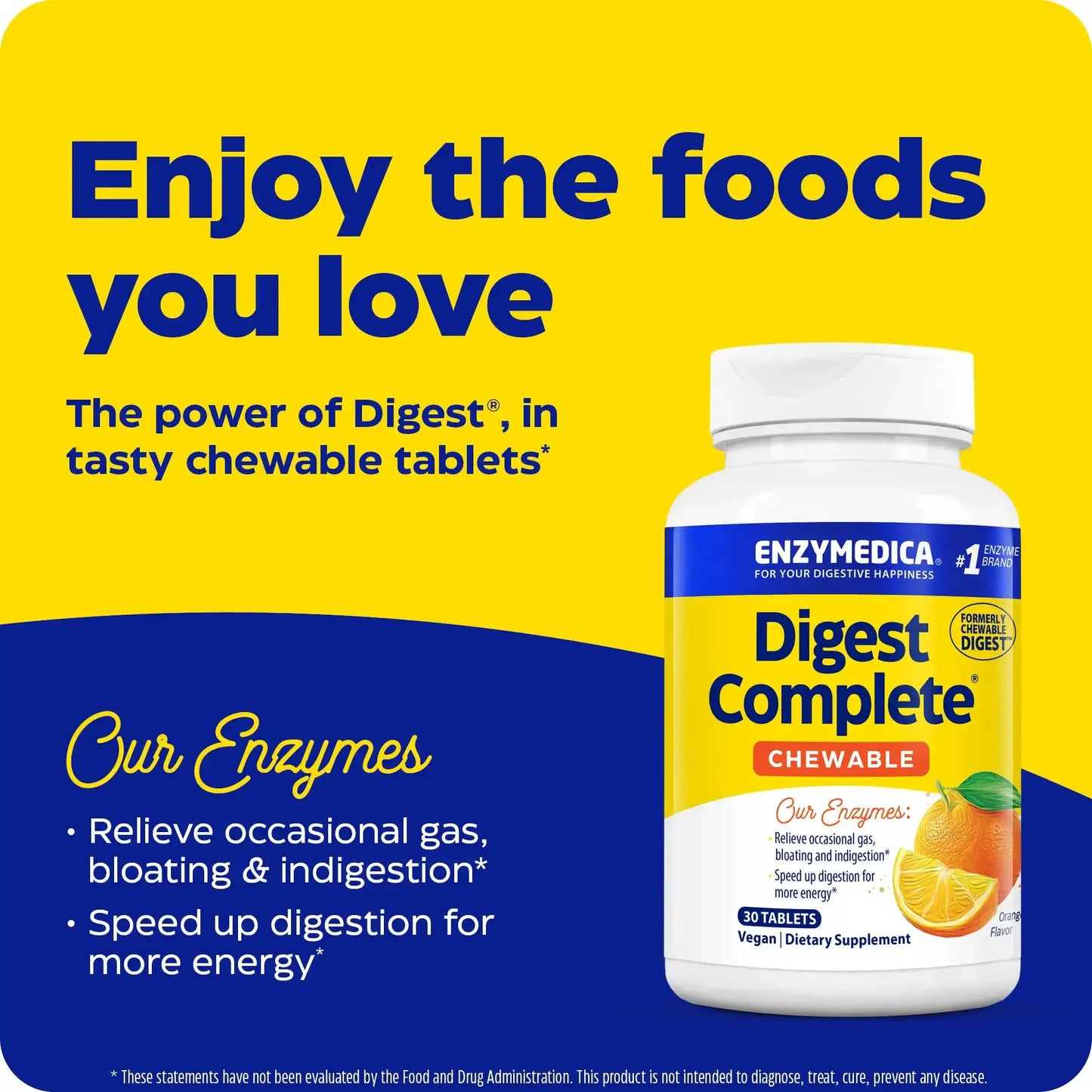 This image shows an infographic for Digest Chewable.