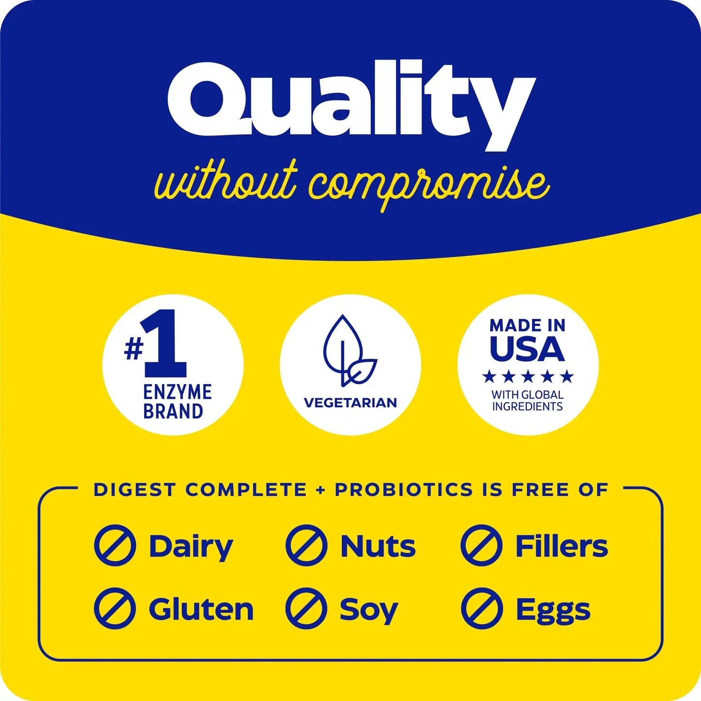 This image shows the quality without compromise for Digest Complete Probiotics.