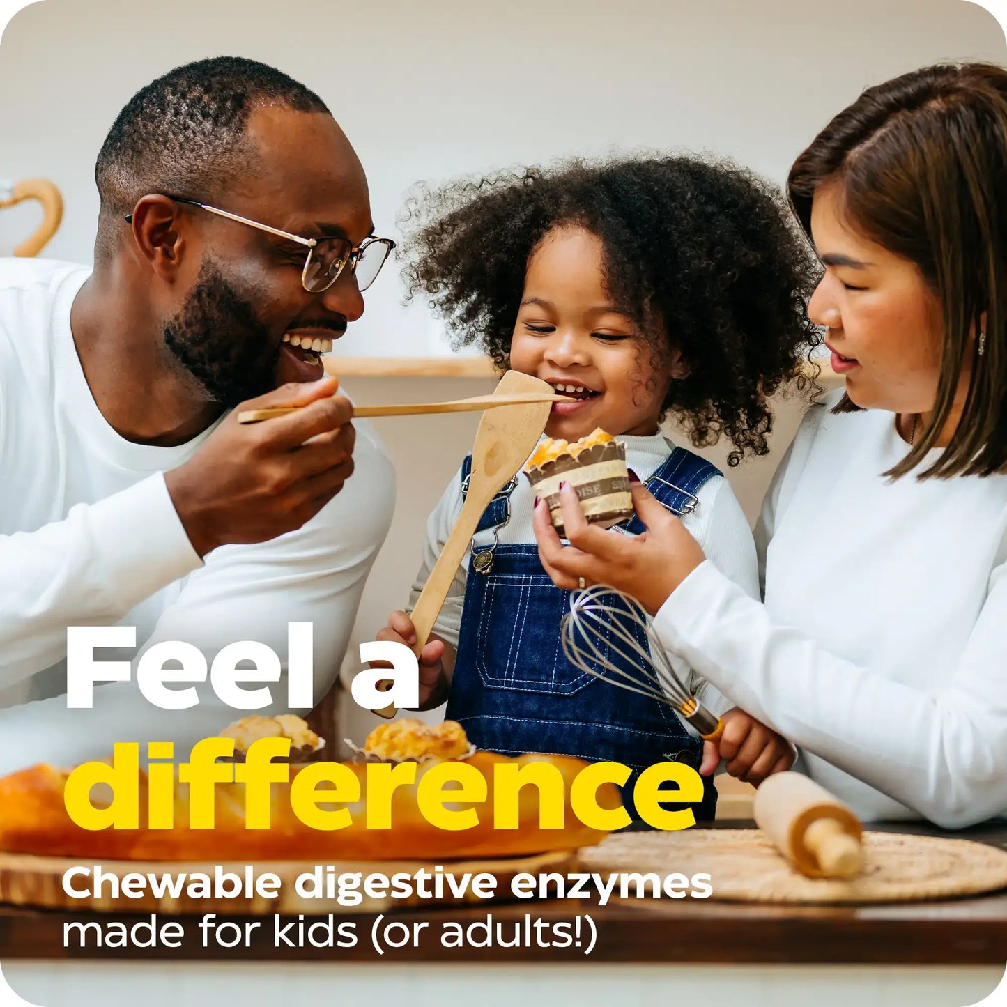 This image shows how you can feel a difference with Digest Kids Chewables.