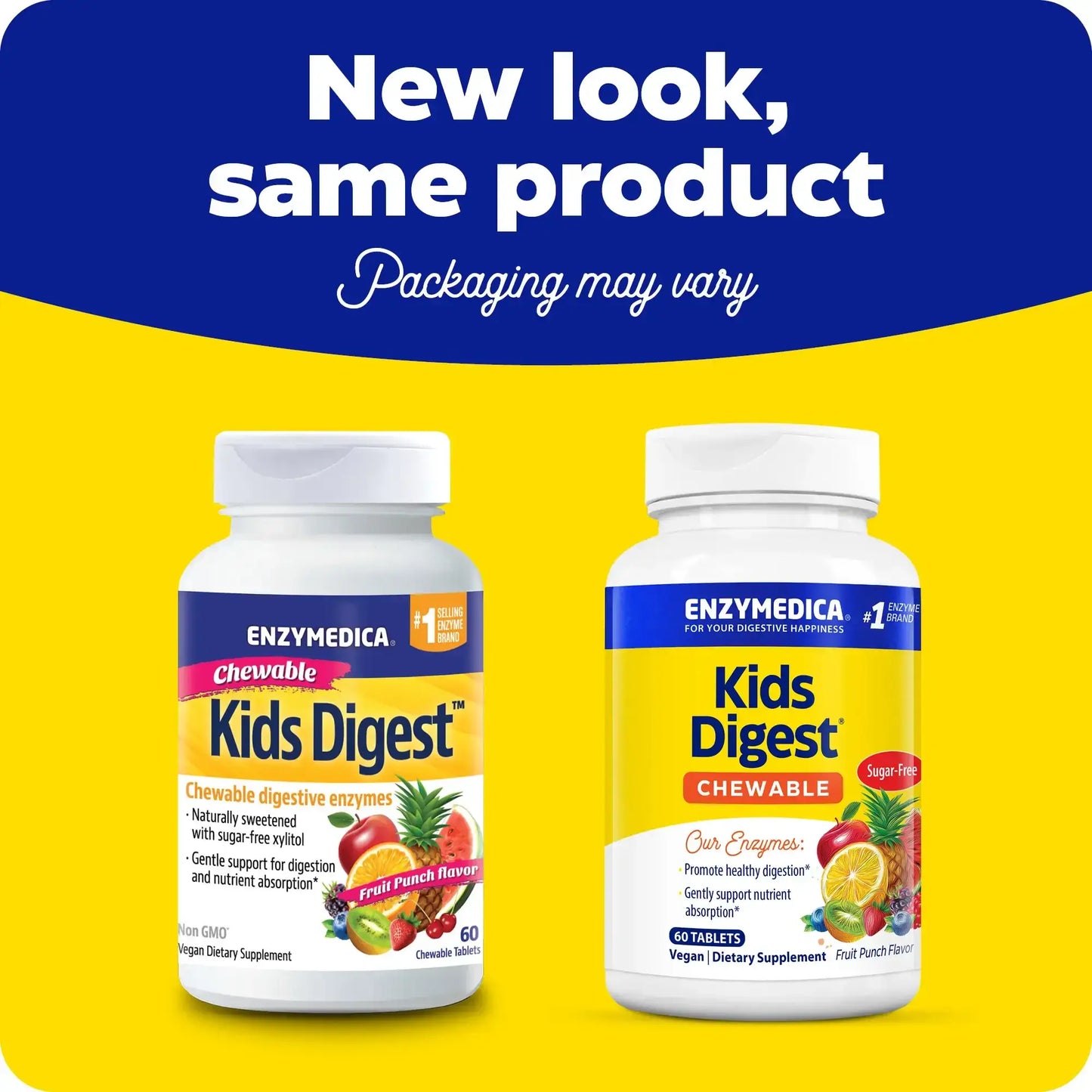 This image shows the new look for Digest Kids Chewables.