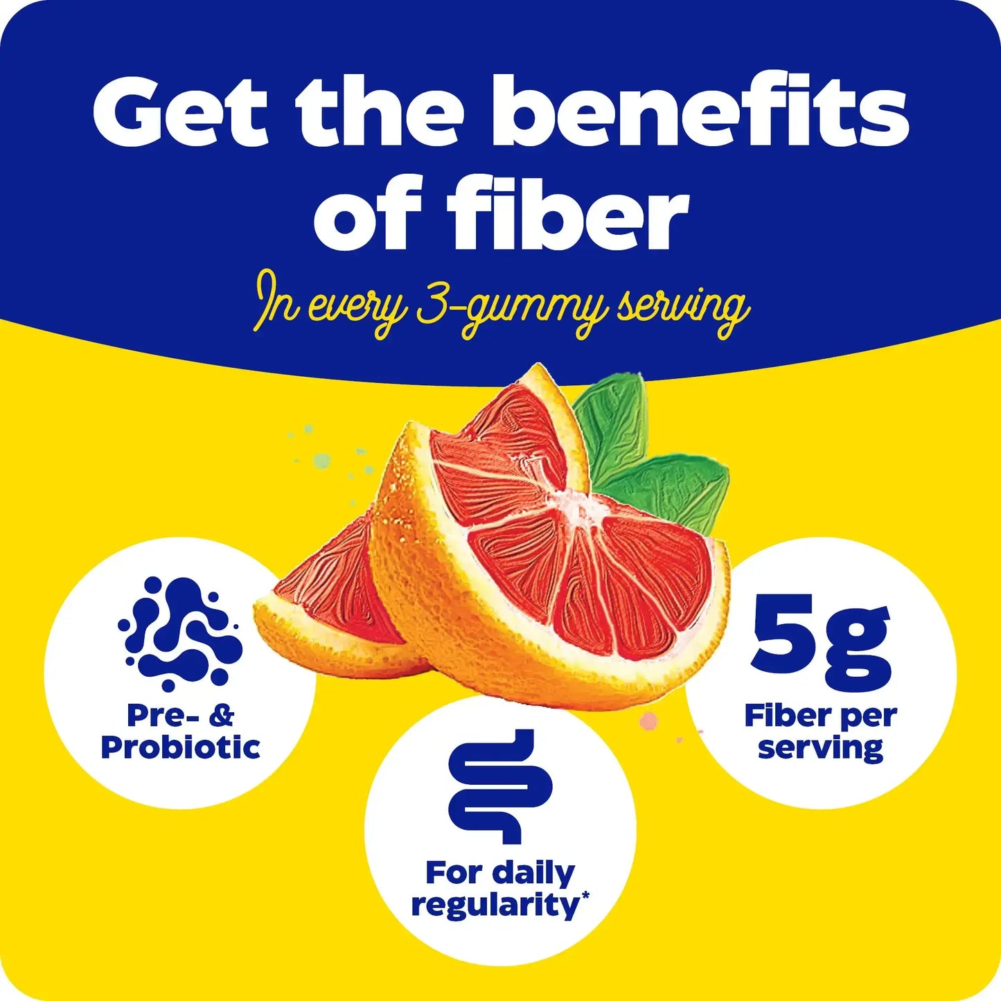 This image shows what every 3-gummy serves for Fiber + Gummies.