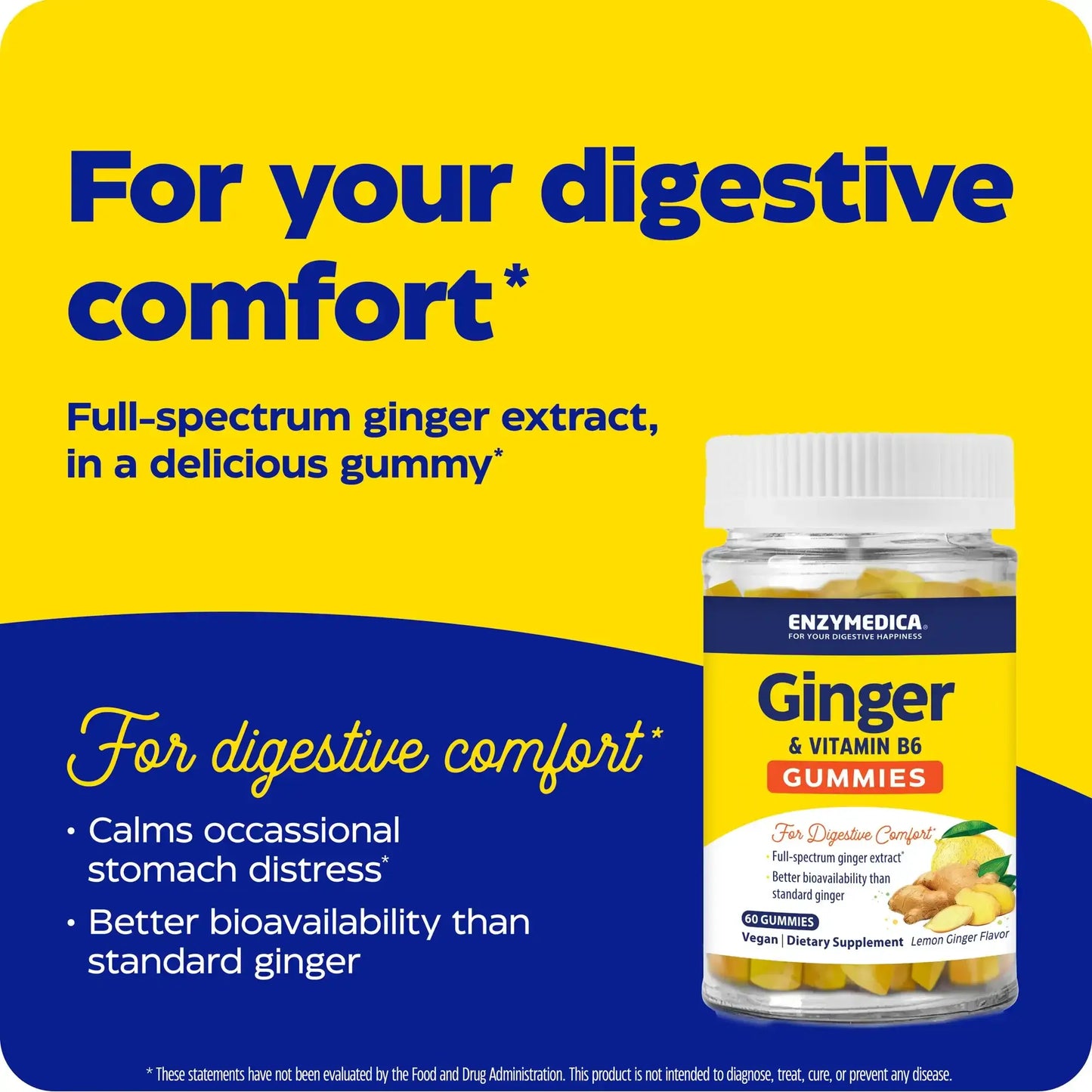 This image is an infographic for Ginger + Vitamin B6.