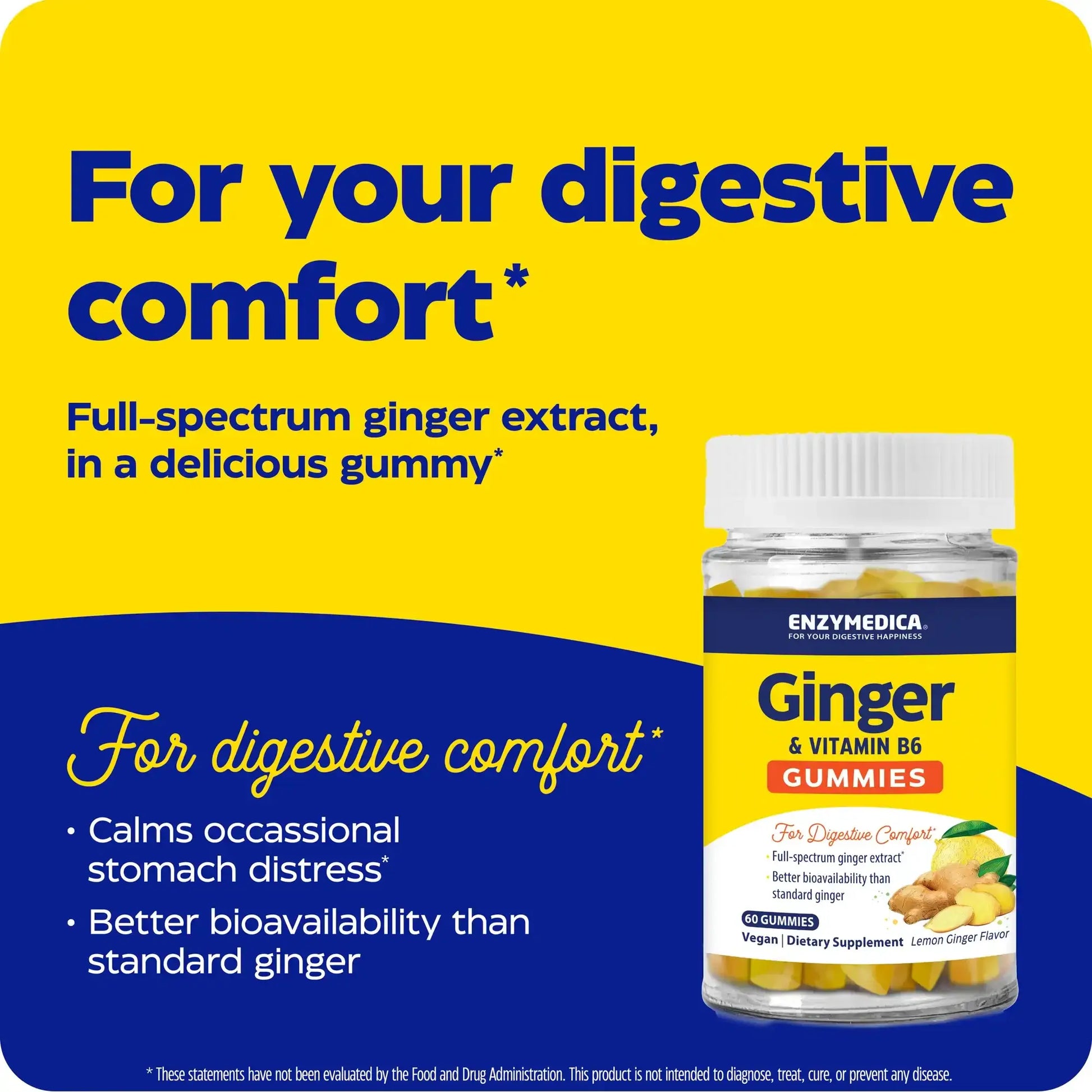 This image is an infographic for Ginger + Vitamin B6.