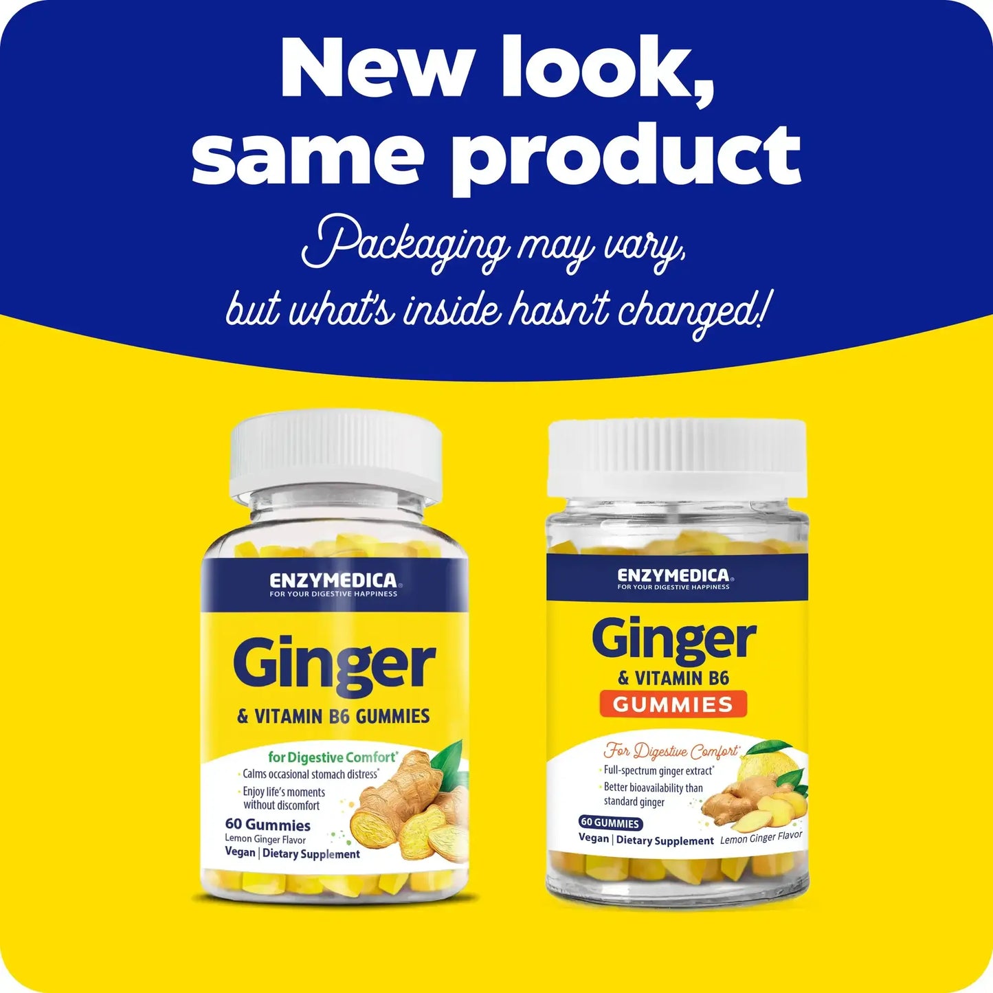 This image shows the new look for Ginger + Vitamin B6.