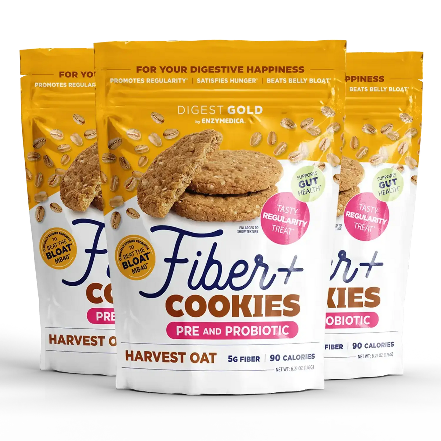 This image shows the 3 pack of Harvest Oat Fiber Cookies.