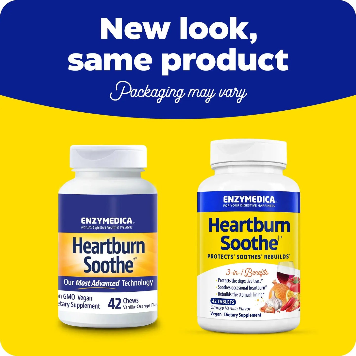 This image shows the new look for Heartburn Soothe Chewable.