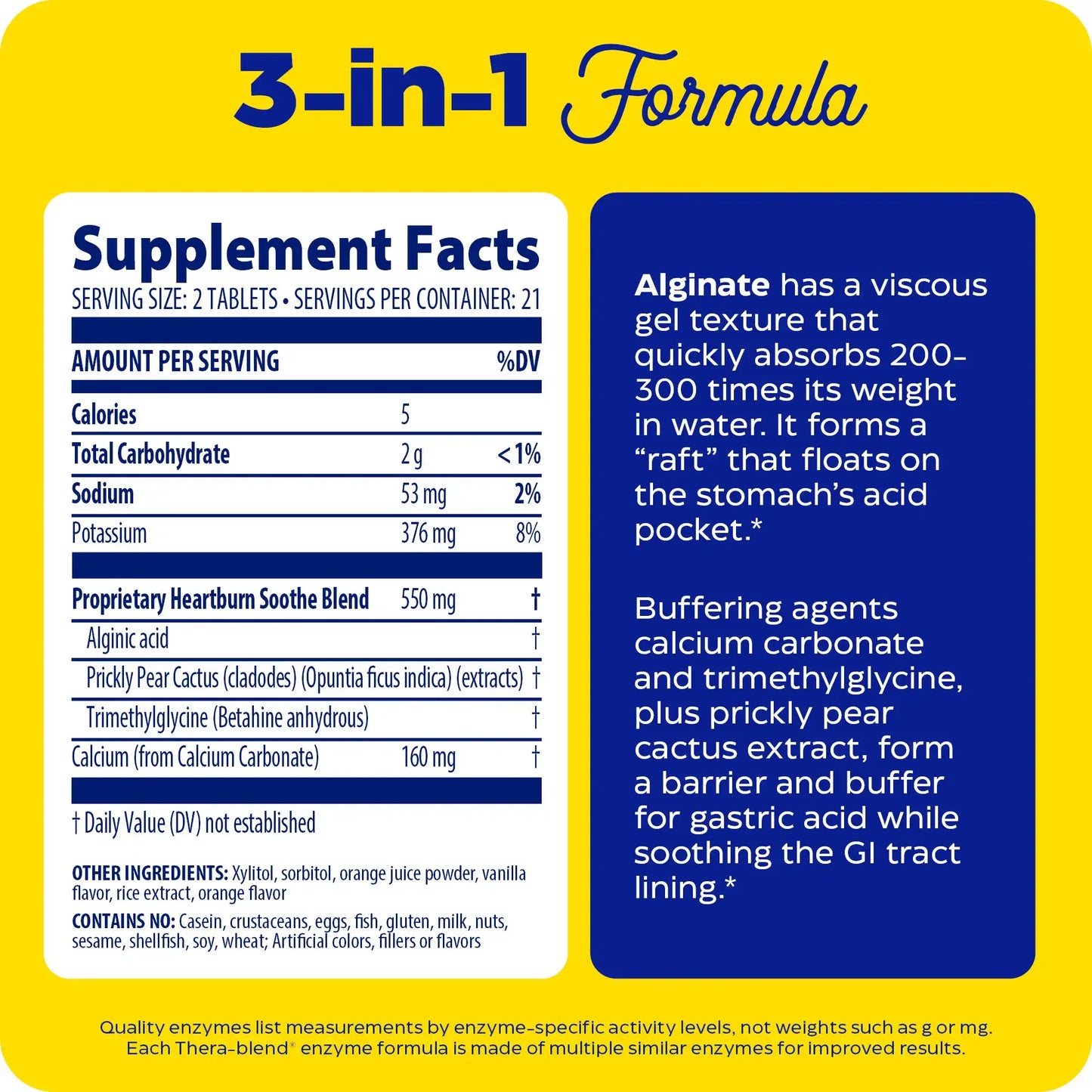This image shows the supplement facts for Heartburn Soothe Chewable.