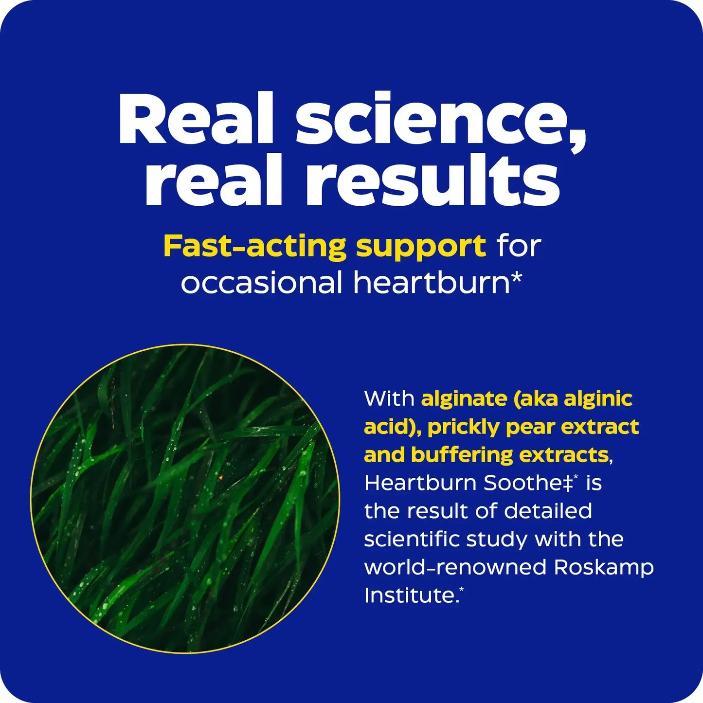 This image shows the real science and real results of Heartburn Soothe Chewable.