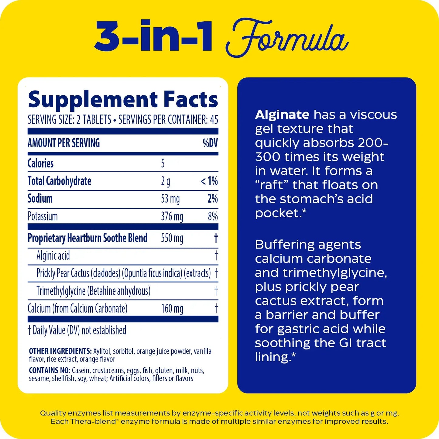 This image shows the supplement facts for Heartburn Soothe Chewable.