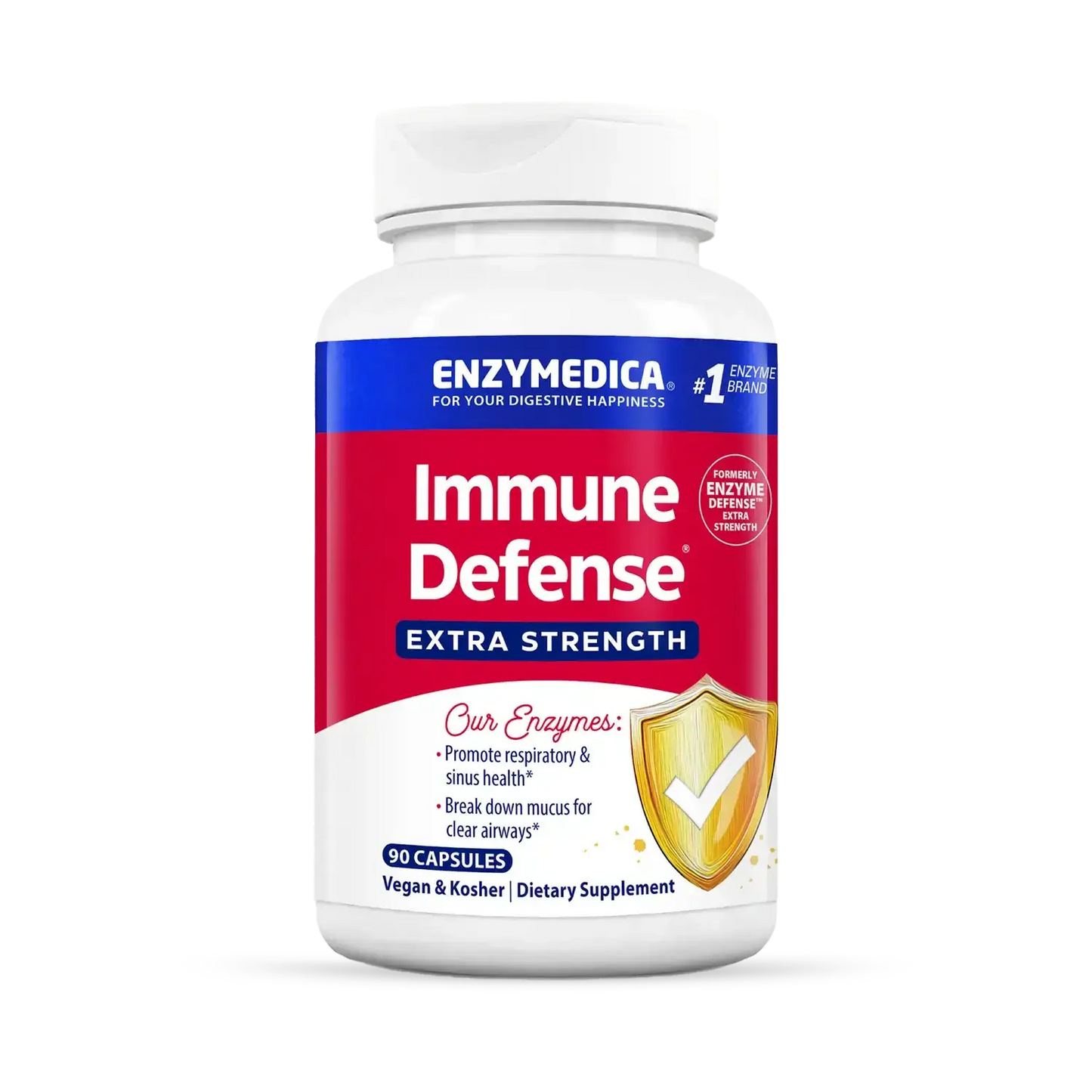 This image shows the container for Immune Support Extra Strength that can hold 90 capsules.