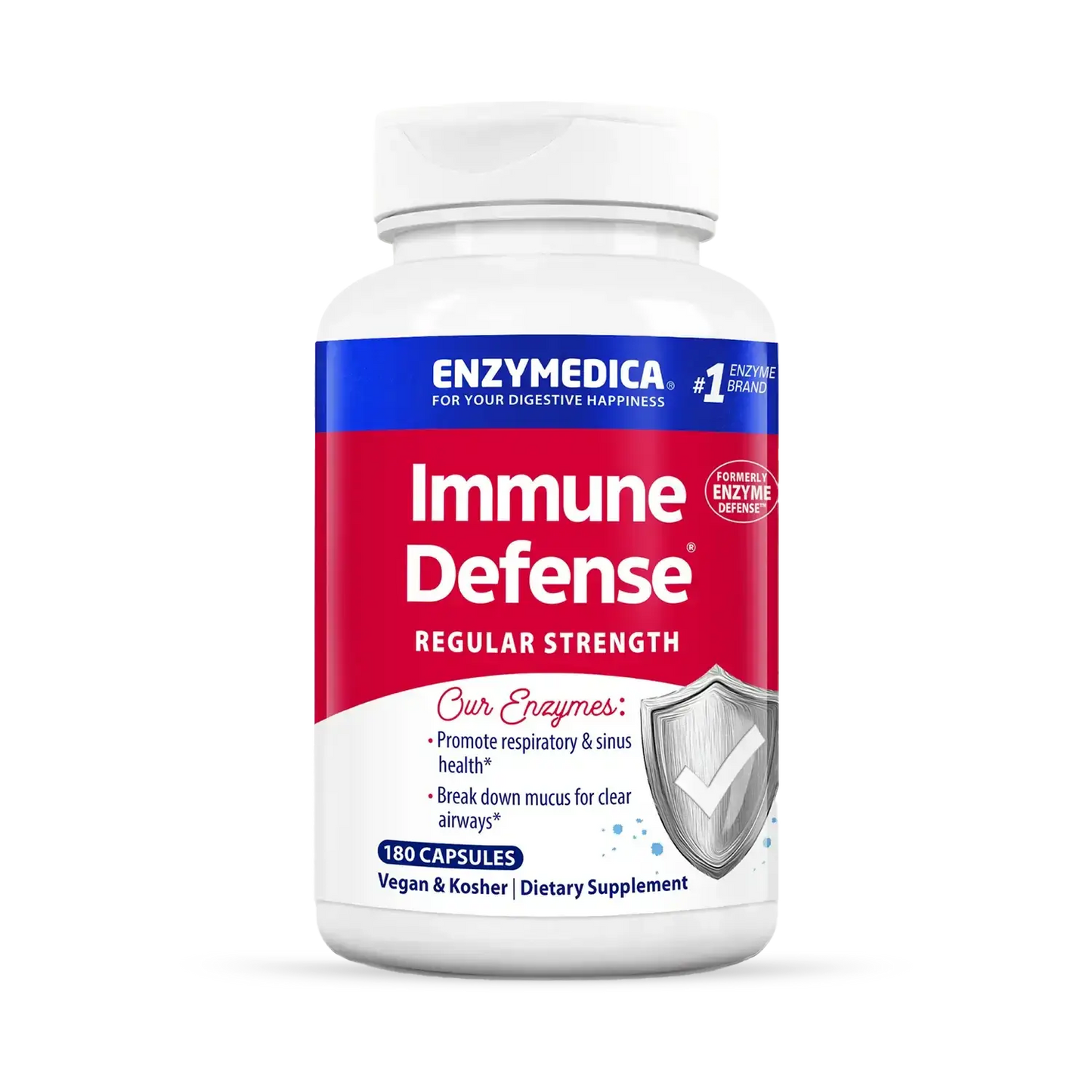 This image shows the container of Immune Support Regular Support that can hold 180 capsules.