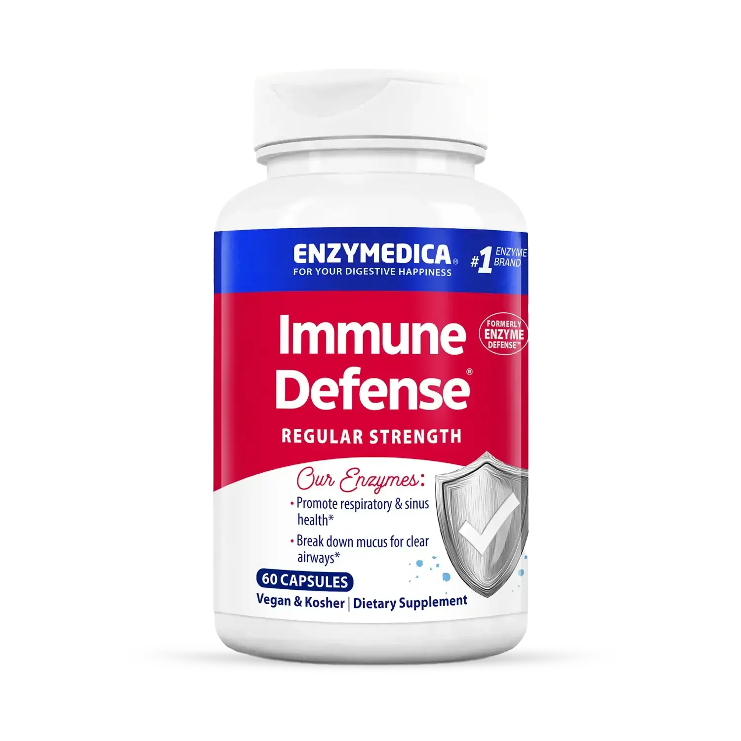 This image shows a container of Immune Support Regular Strength that can hold 60 capsules.