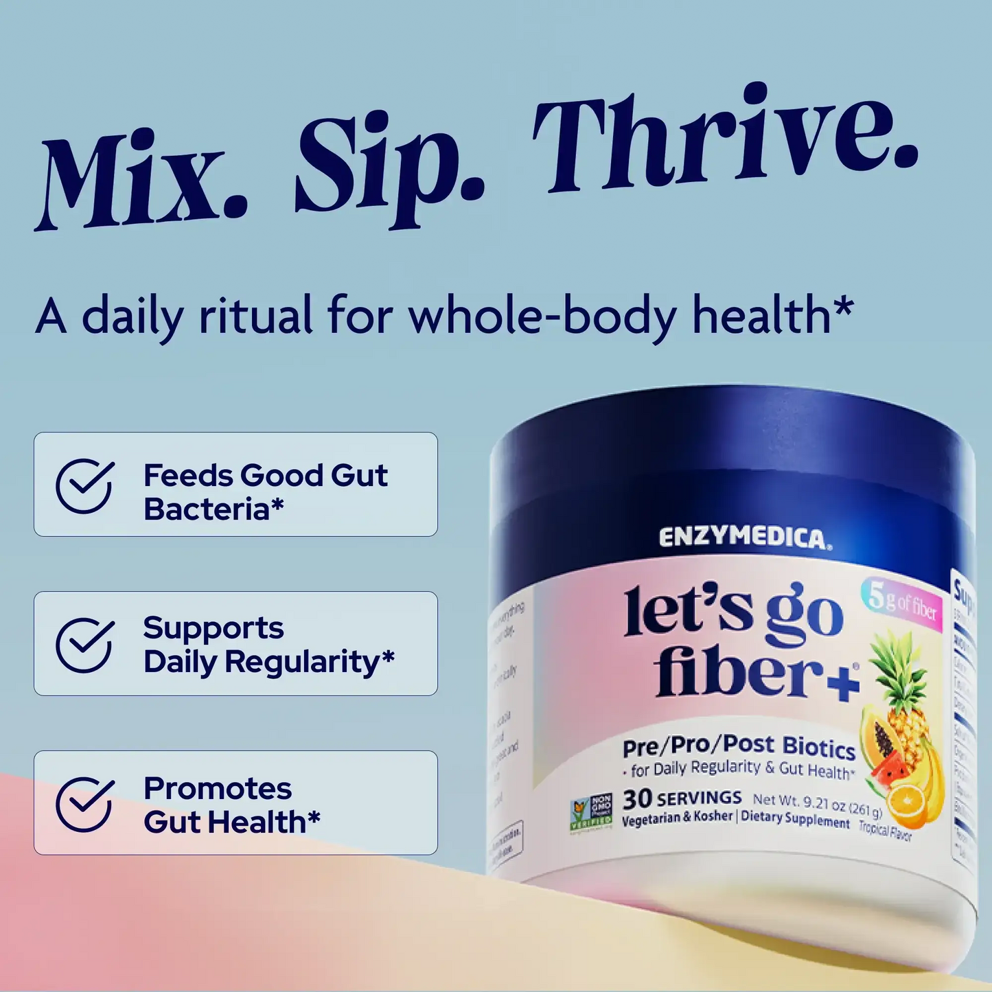 Mix.Sip.Thrive Lets Go Fiber Tropical infographic.