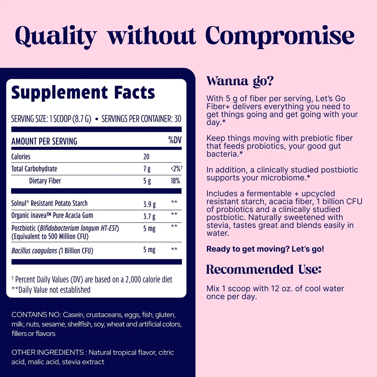 Lets Go Fiber Tropical supplement facts and quality without compromise.