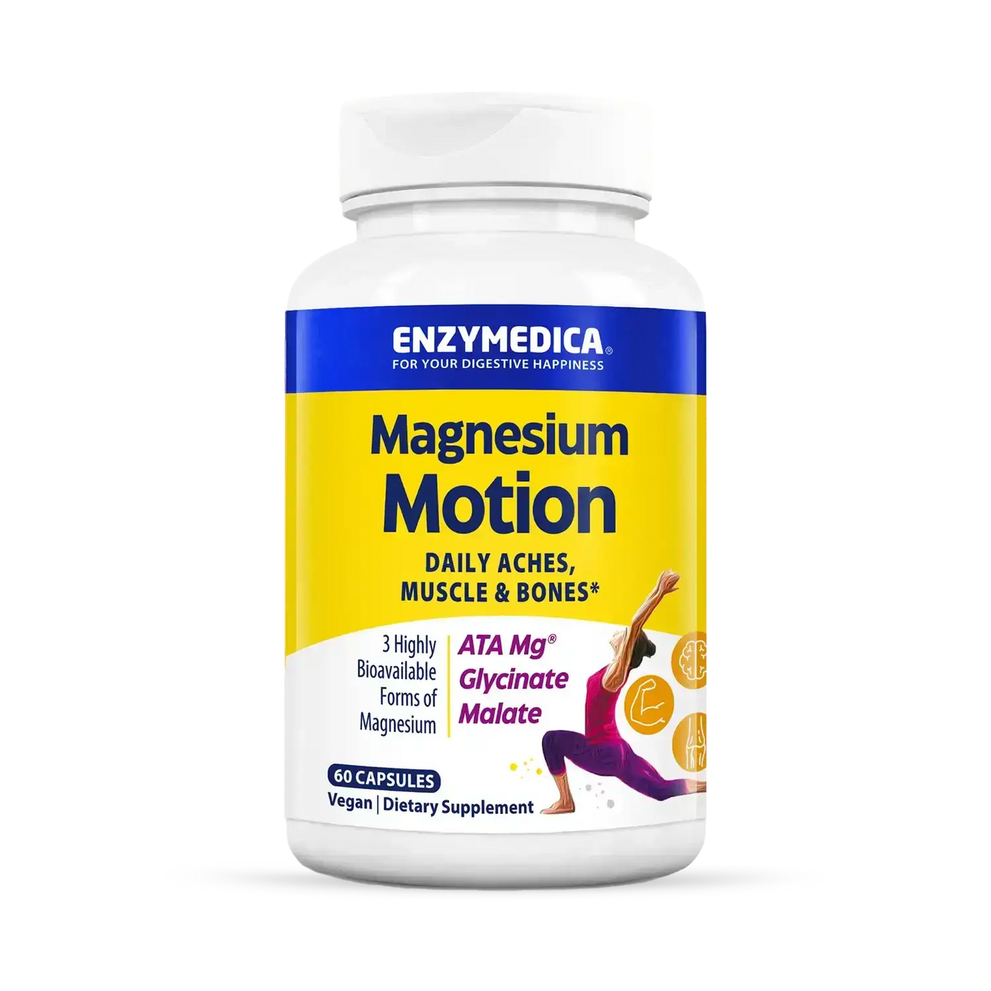 This image shows a container of Magnesium Motion that can hold 60 capsules.