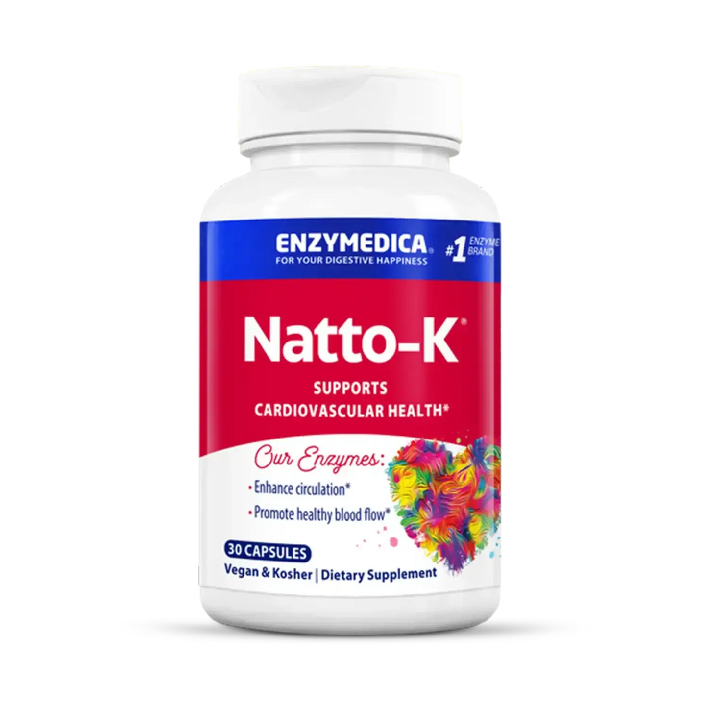 This image shows the container of Natto K that holds 30 capsules.