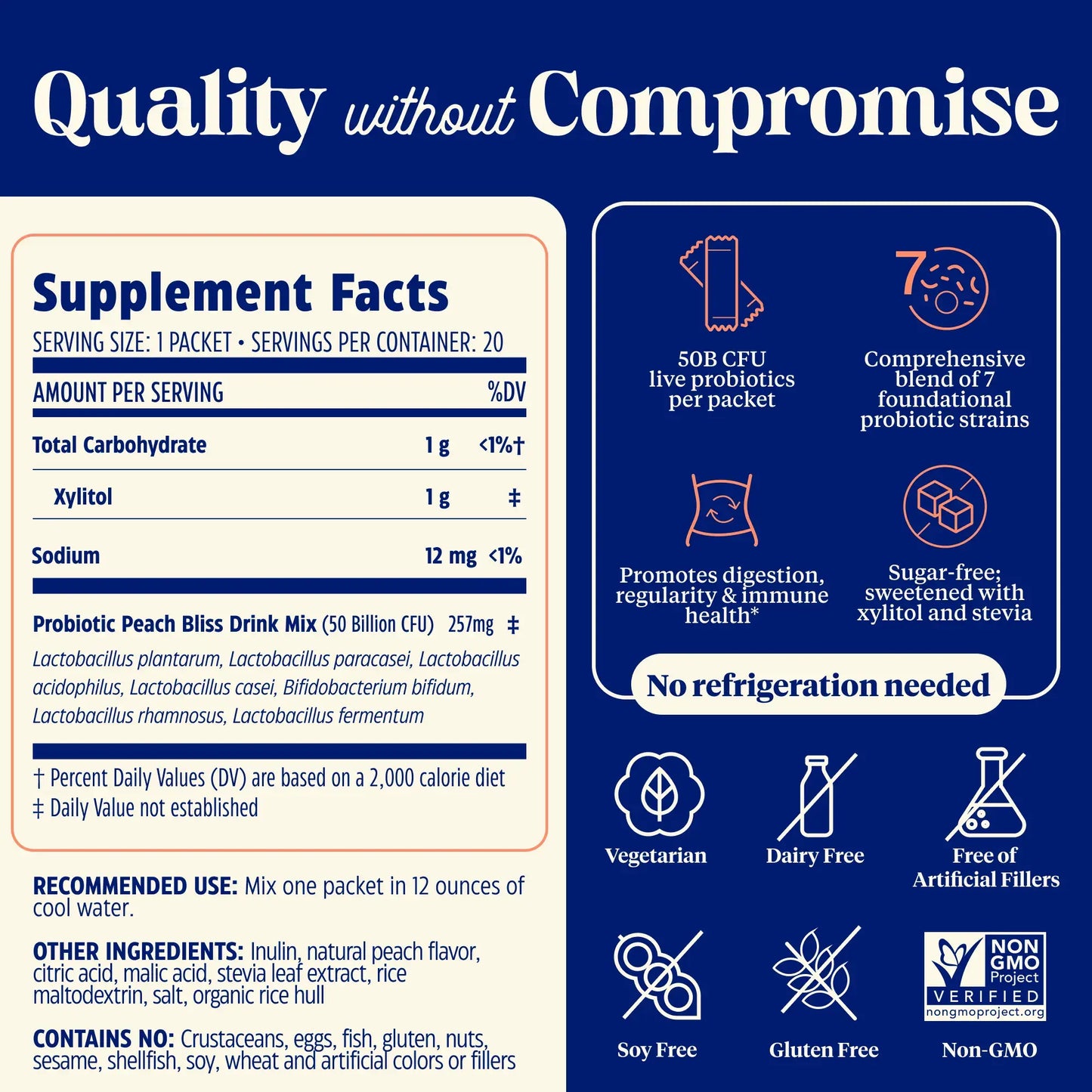 Peach Bliss Stick Pack supplement facts and quality without compromise.