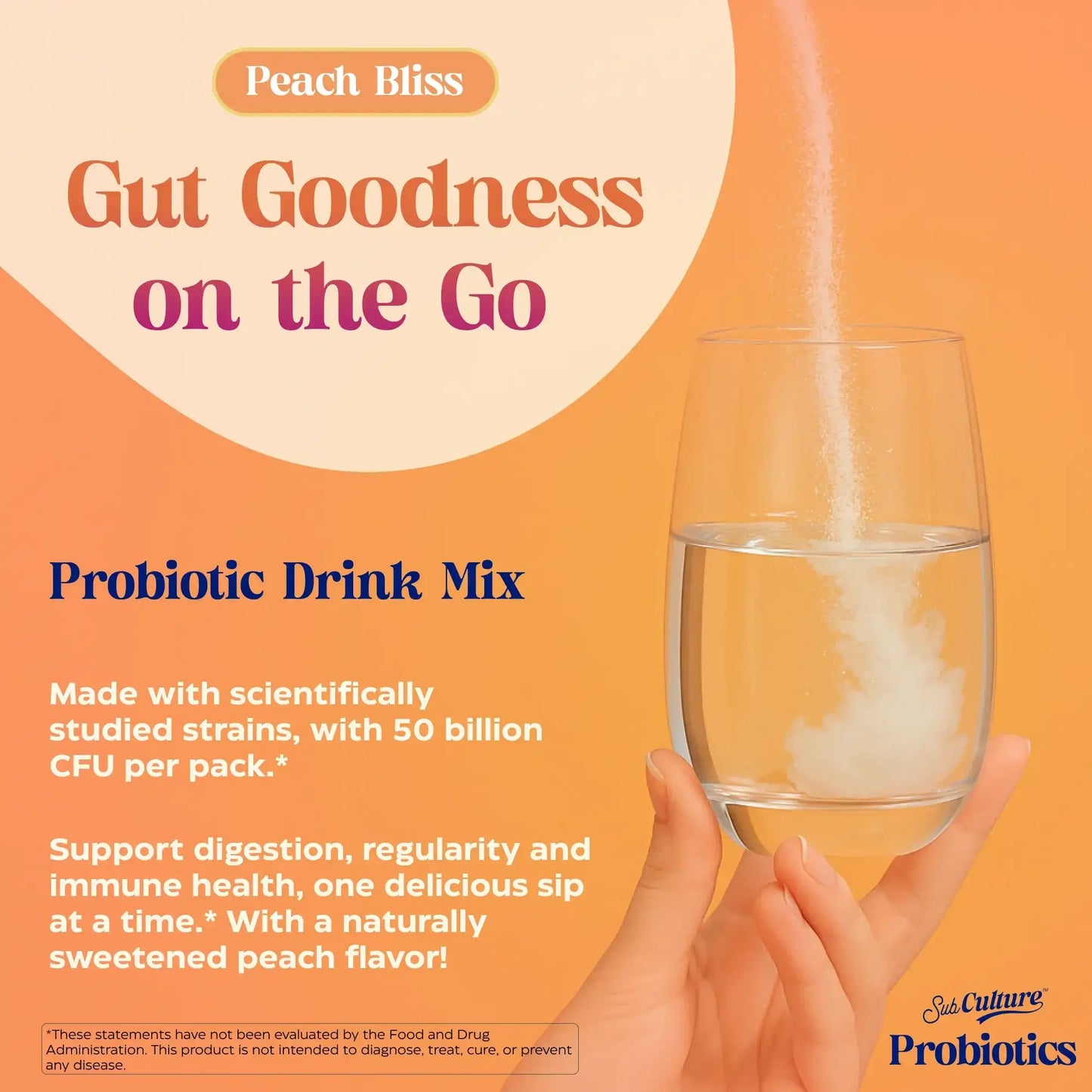 Peach Bliss stick pack infographic.