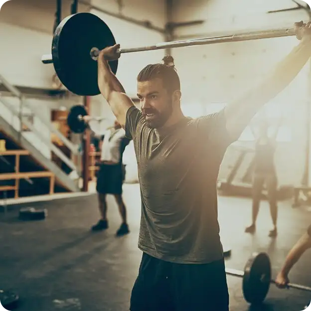 Man working out in gym