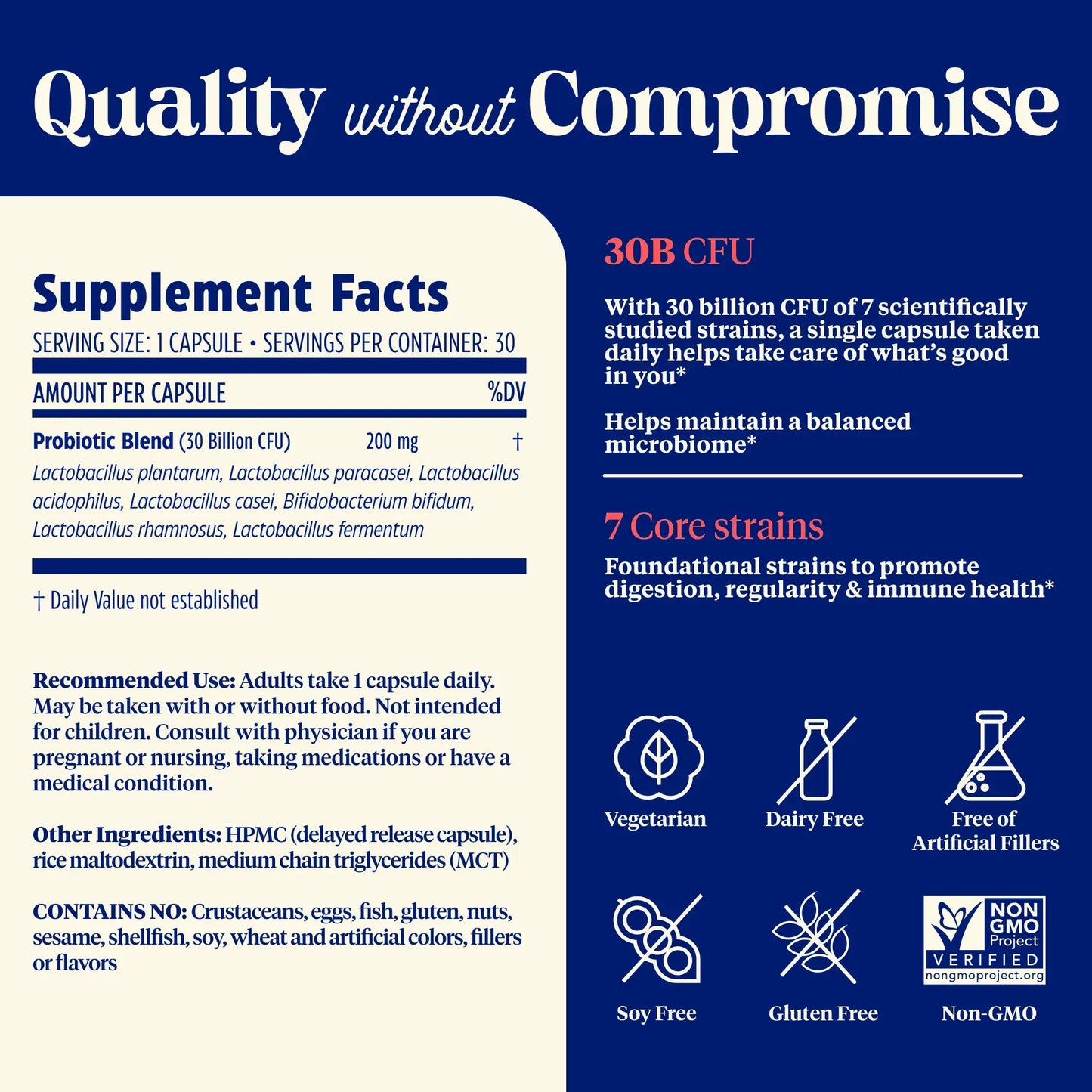 SubCulture Daily Gut Health supplement facts and quality without compromise.
