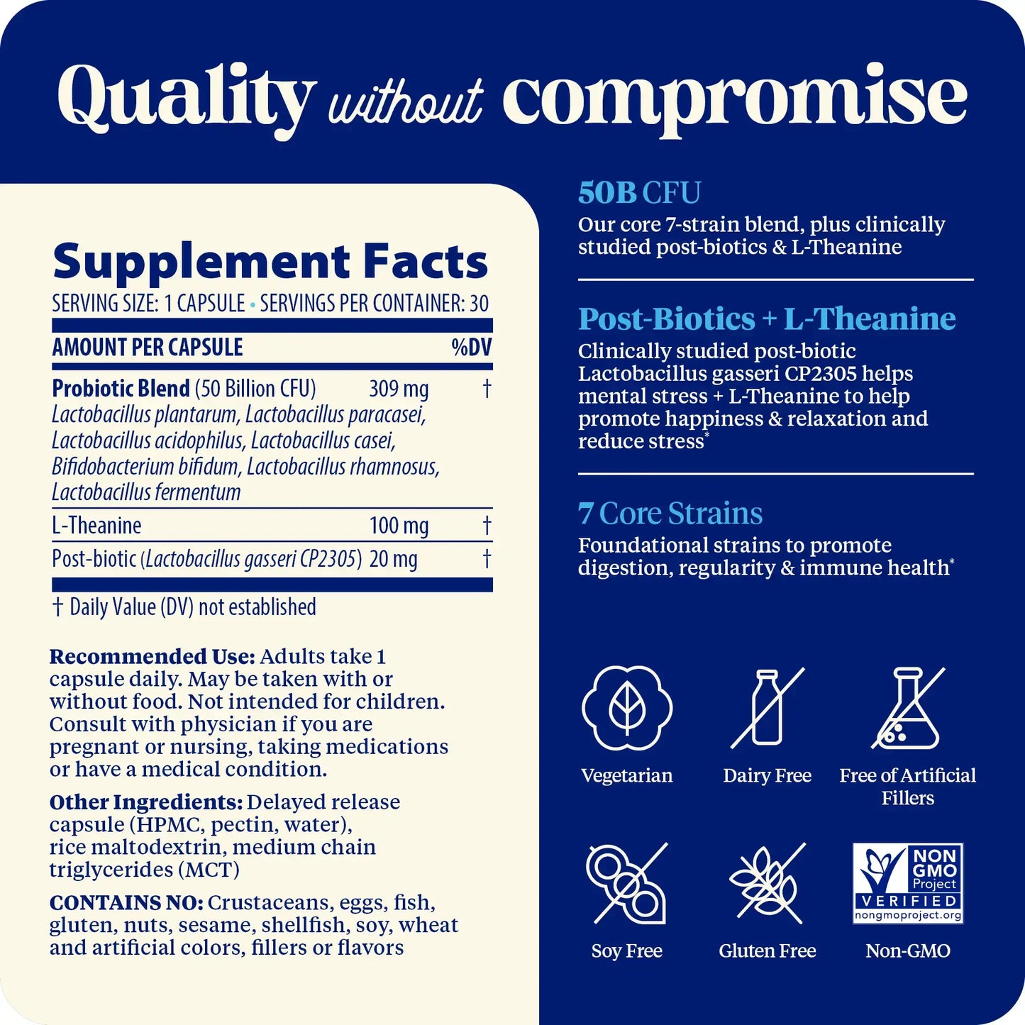 This image shows the supplement facts and quality without compromise for subculture mood.