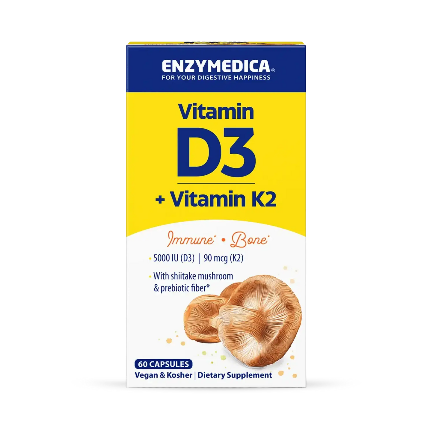 This image shows the box that the 60 capsule Vitamin D3 + Vitamin K2.