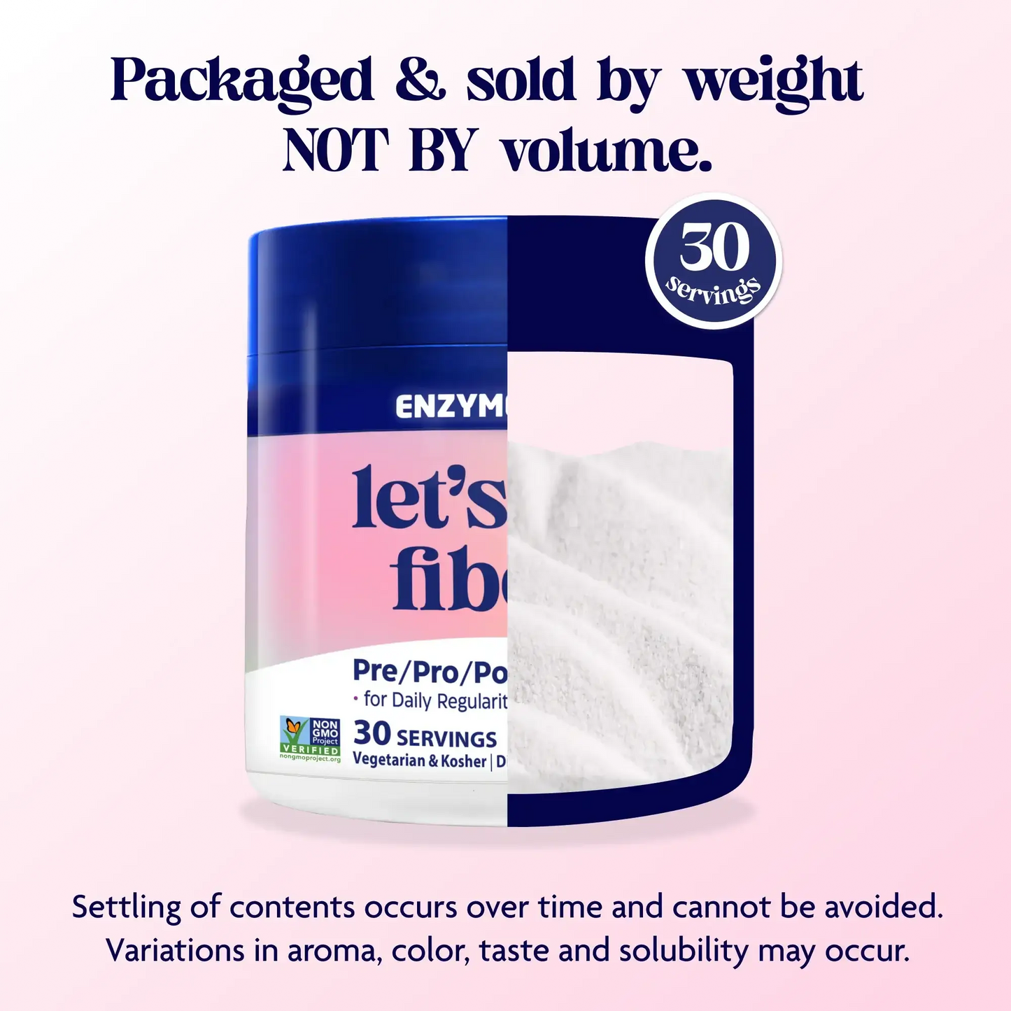 Container of Lets Go Fiber Tropical, packaged and sold by weight NOT by volume, 30 servings.