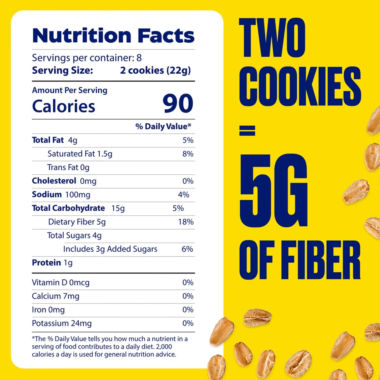 This image shows the nutrition facts of the new digest gold fiber cookies.