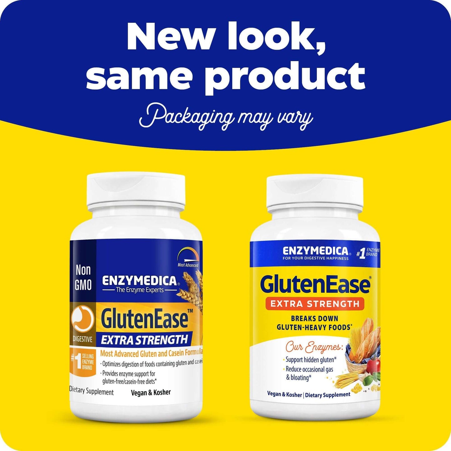 New look for Gluten Ease Extra Strength.