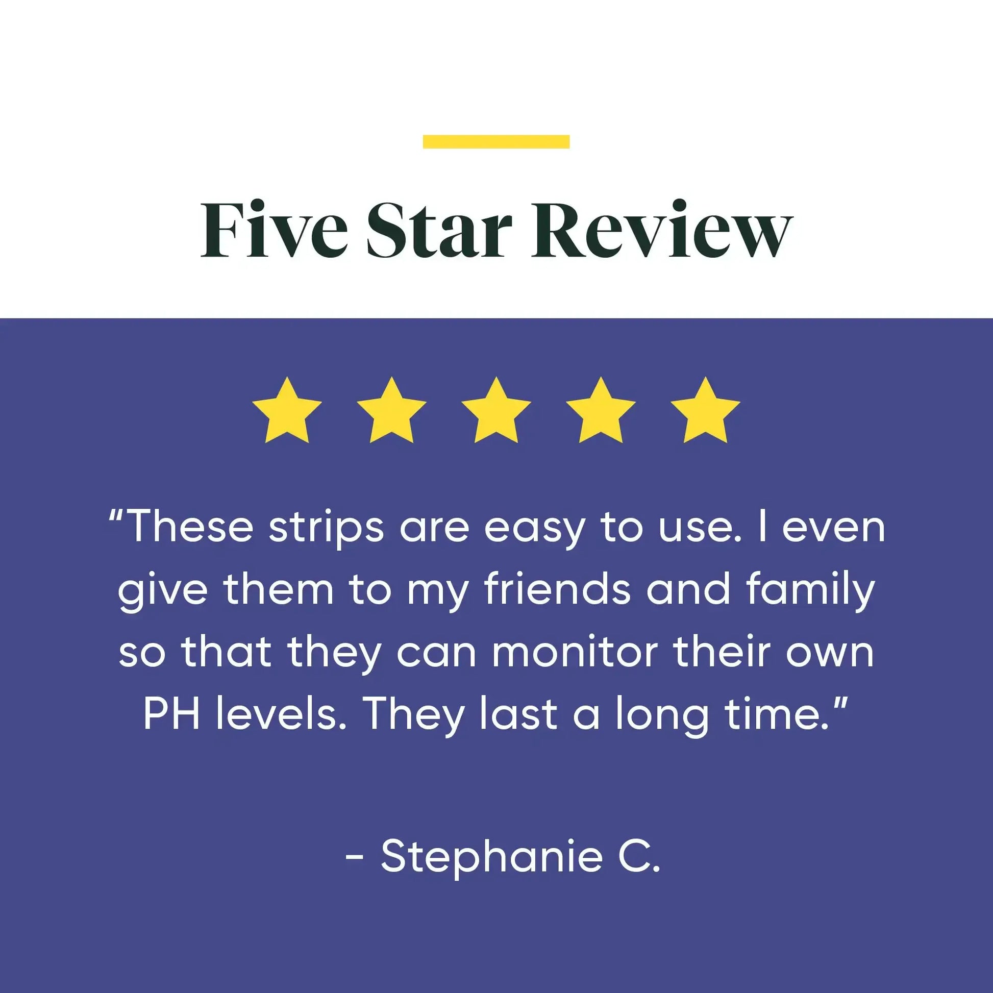 This image shows a Five Star Review for pH-Strips.