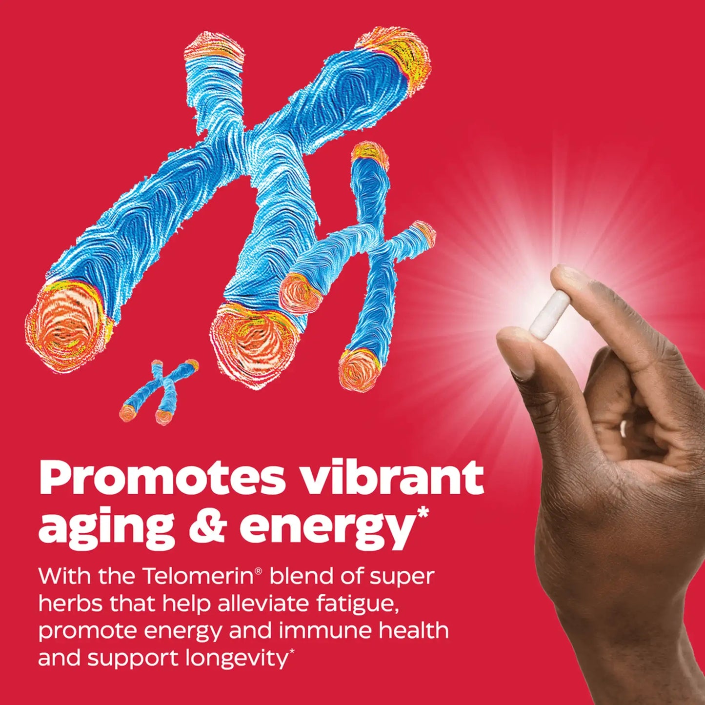 This is an image of telomere plus. Promotes vibrant aging and energy.