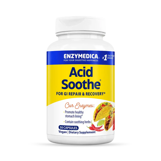 Acid Soothe container of 30 capsules.