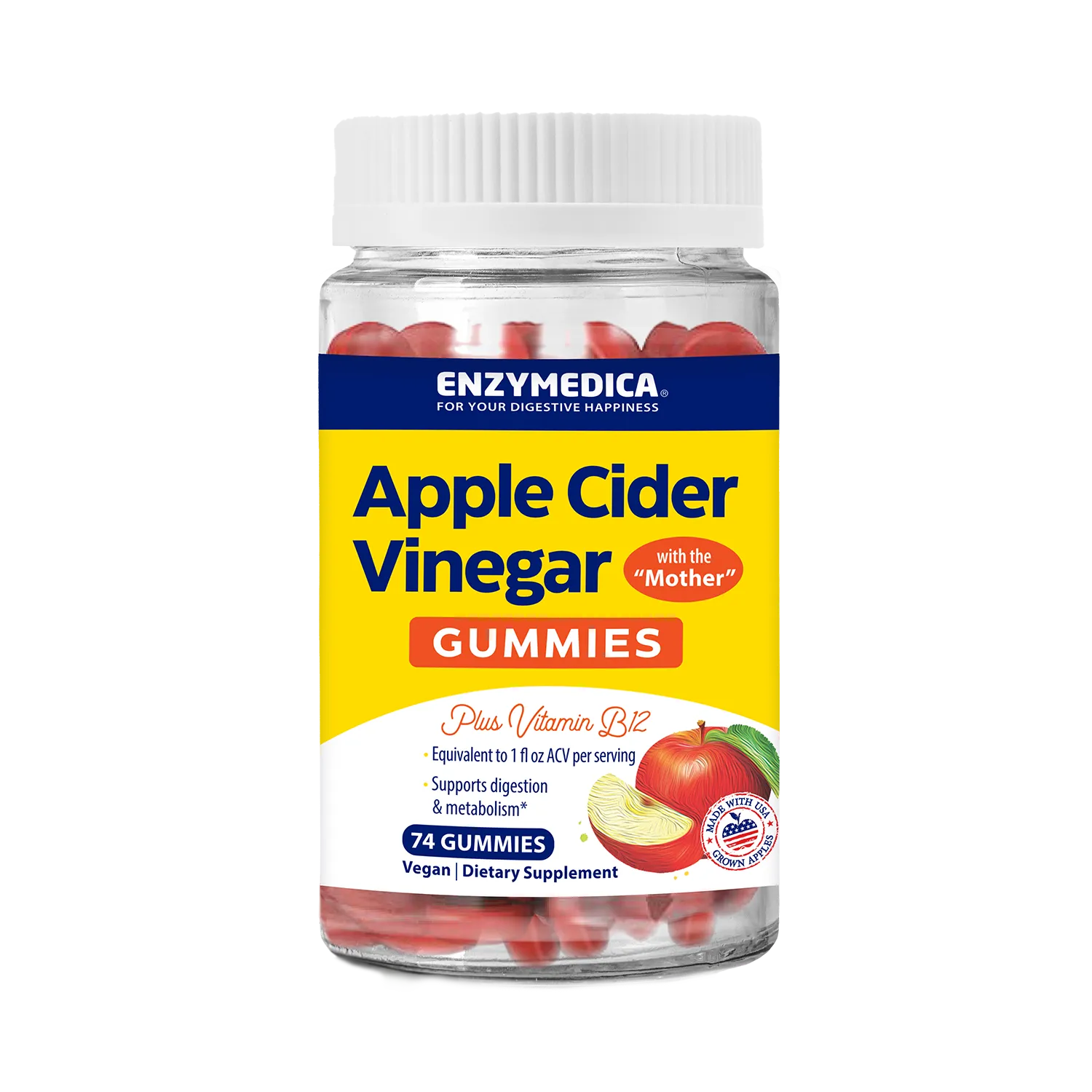 Enzymedica Apple Cider Vinegar gummies packaging on a white background