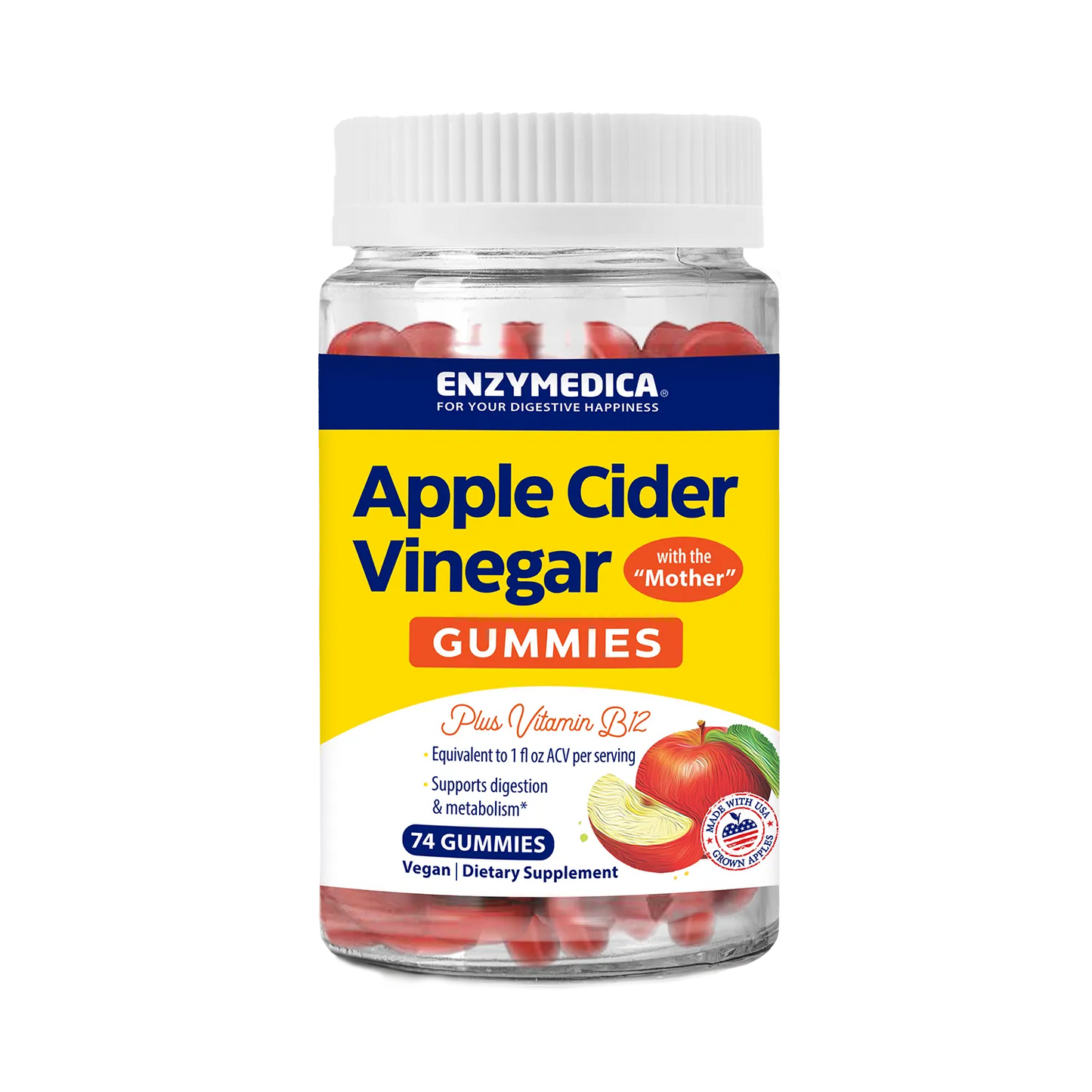 Enzymedica Apple Cider Vinegar gummies packaging on a white background