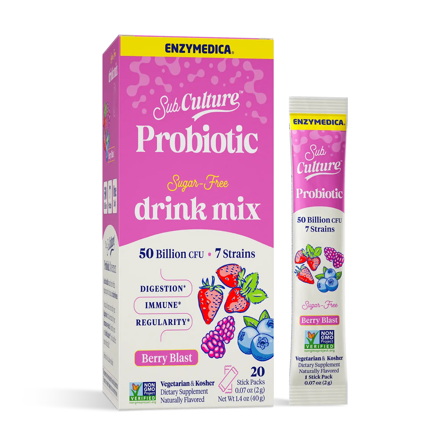 Berry blast stick pack carton.