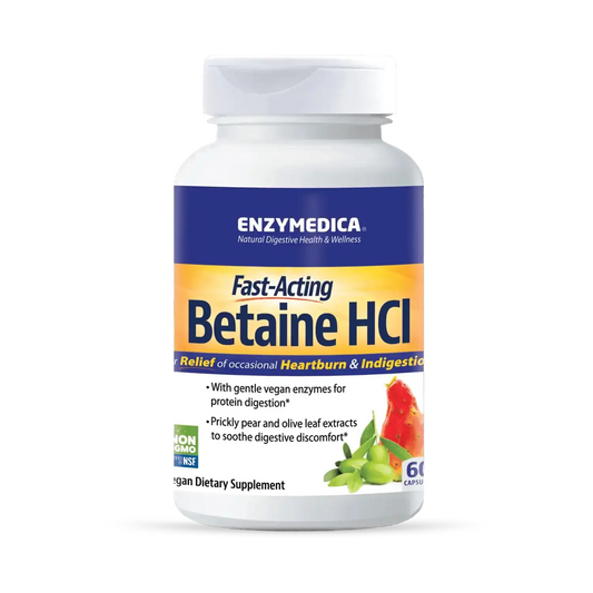 This image shows the 60- count bottle of Betine HCI.