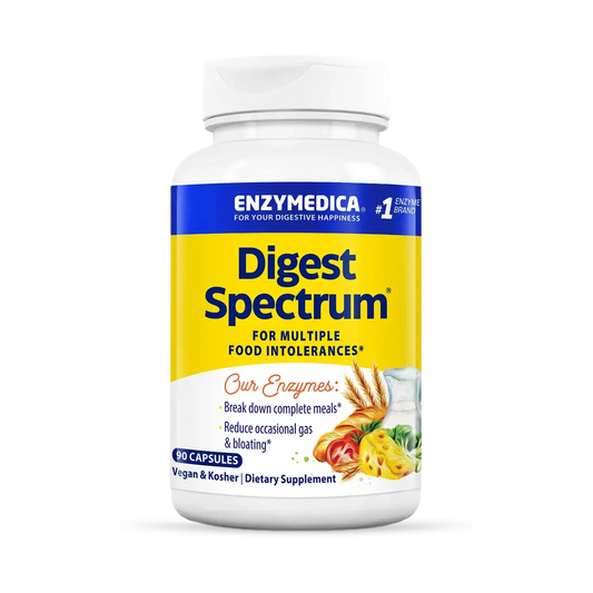 This image shows a bottle of Digest Spectrum that holds 90 capsules.