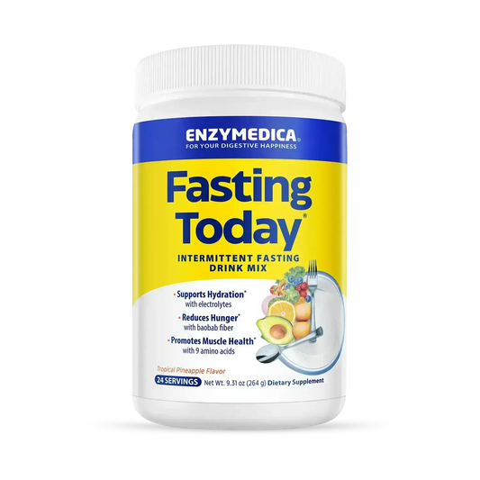 This image shows a container of Fasting Today that has 24 servings.